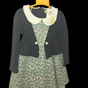 Girls' Floral Dress with Navy Jacket